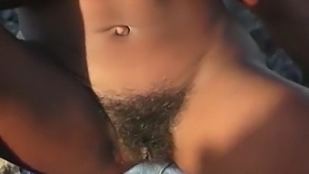 African American Woman Pleasures Herself In The Great Outdoors