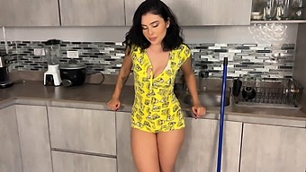 See A Pov Video Of A Hot Brunette Getting Trapped In A Kitchen Drawer And Having An Orgasm.